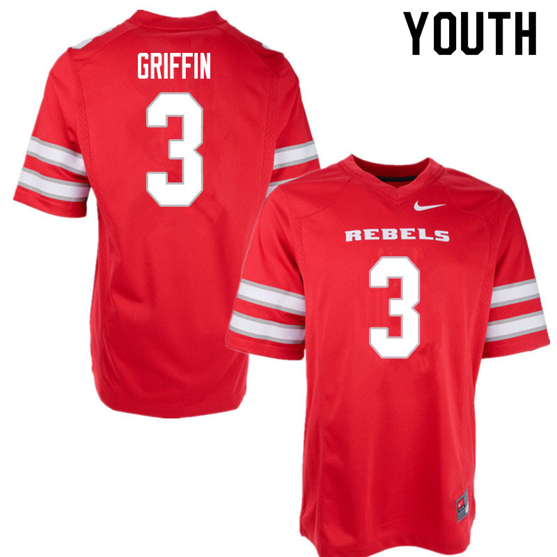 Youth #3 Zyell Griffin UNLV Rebels College Football Jerseys Sale-Red